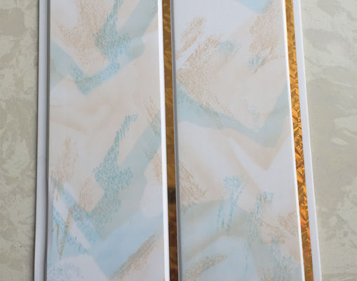 20cm breite mittlere Nut PVC Deckenpaneele Wasserdichte Platten für Badezimmer / Wasserdichte Badezimmer Deckenpaneele mit goldenen Linien