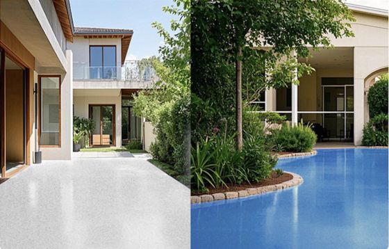 Einfach zu installieren Epoxy-farbige Sand Fußbodenfarbe für den Außenbereich mit zwei Teilen Quarz-Epoxy-Bemalung Farbige Epoxy-Bodenbelag