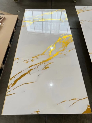 Fabrik Großhandel goldene Farbe UV-Marmorblätter UV-Marmor für Lateinamerika wasserdichte dekorative Wandplatte